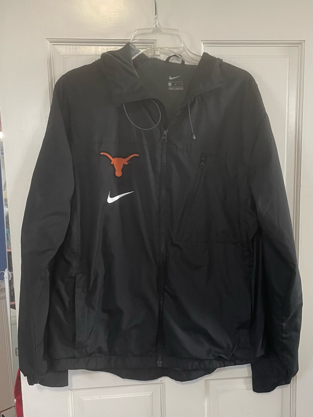 Nike Black Windbreaker Jacket with Orange UT Longhorn and White Swoosh